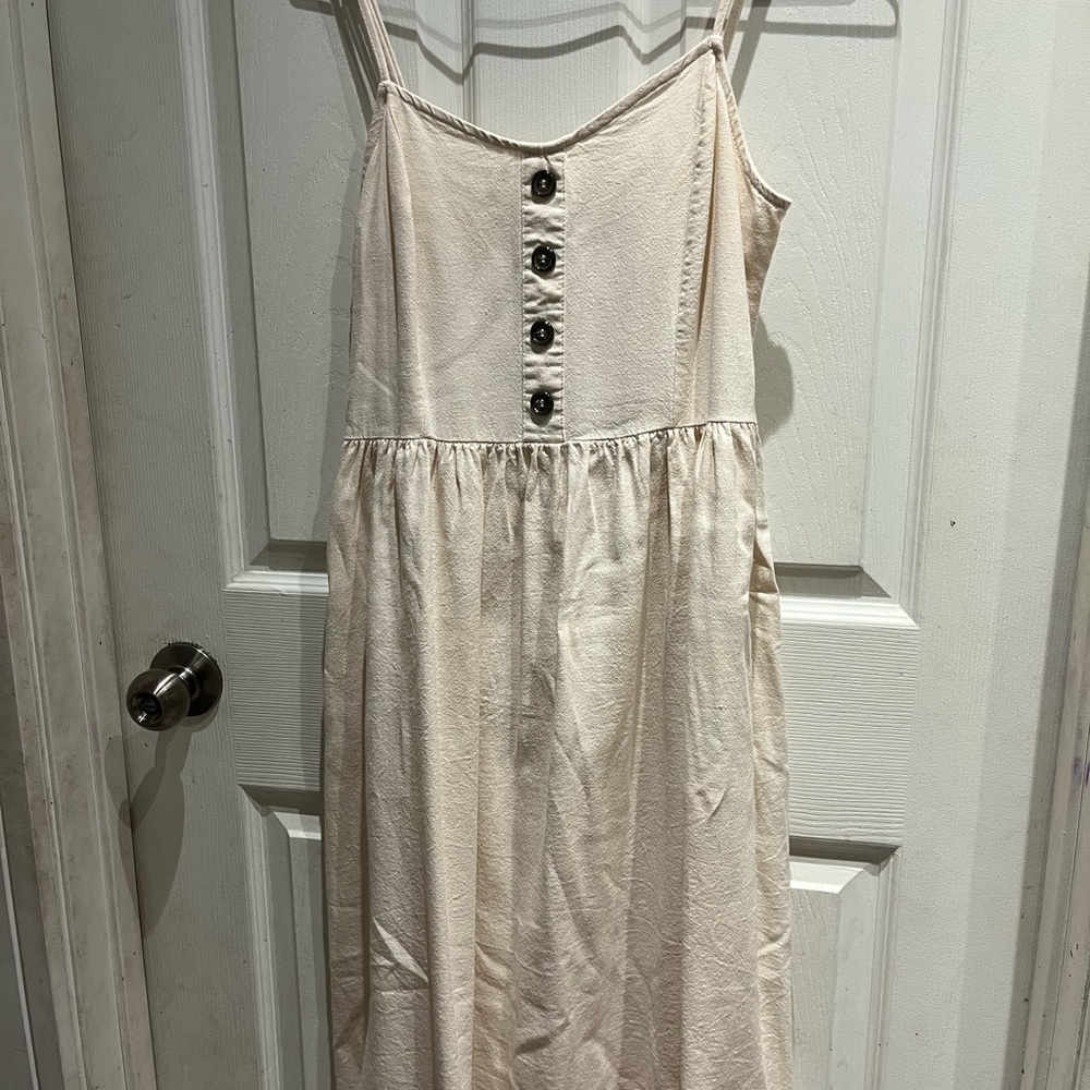 Cream Button-Front Dress